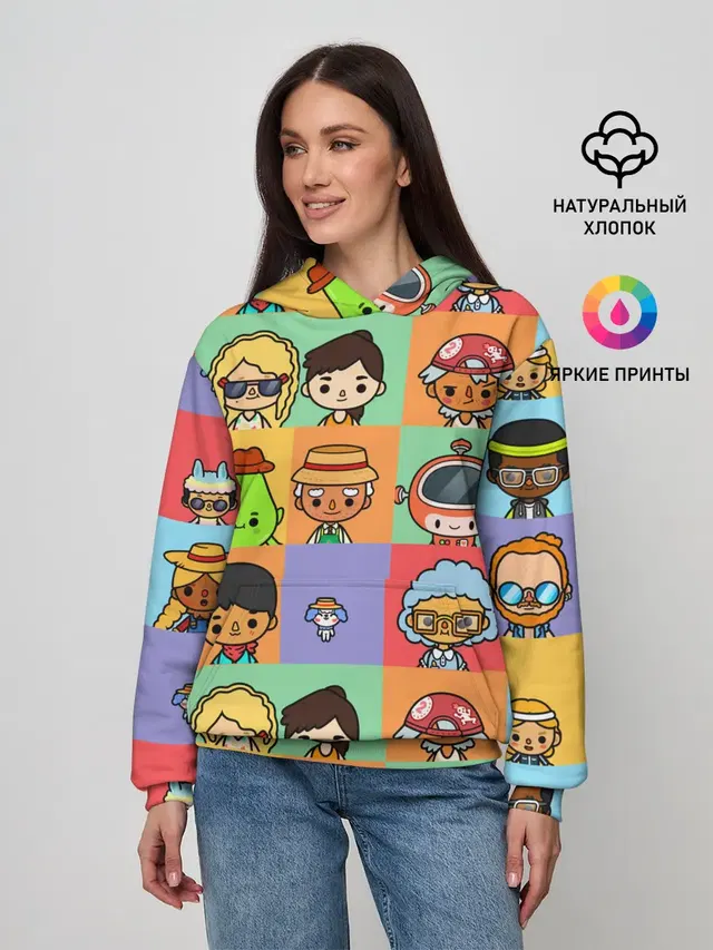 Женское худи с принтом «Toca Boca — TOCA BOCA WORLD HERO»