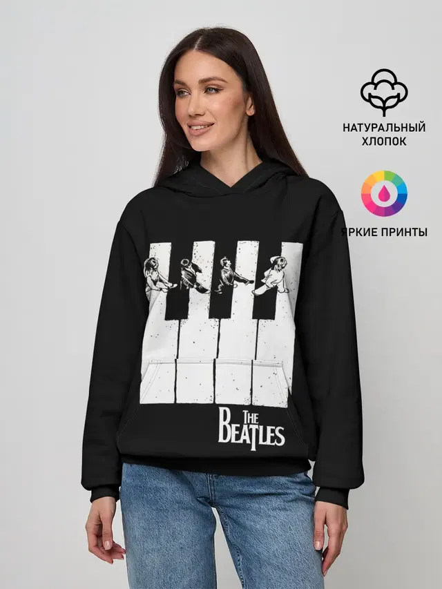 Женское худи с принтом «The Beatles — THE BEATLES ЗНАМЕНИТАЯ КАРТИНКА»
