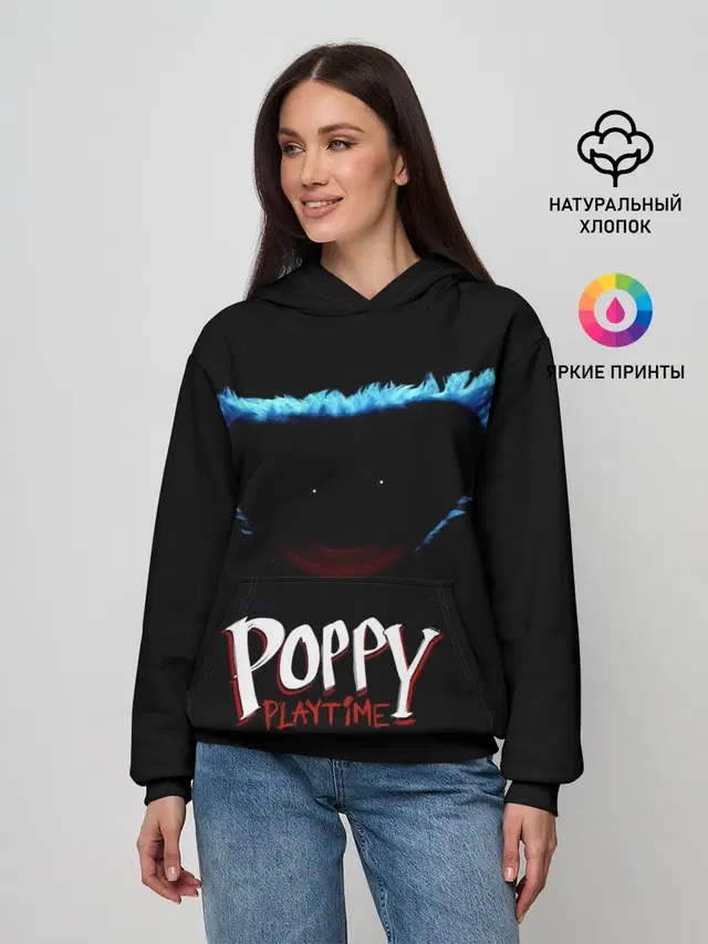 Женское худи с принтом «Poppy Playtime — Huggy Wuggy»