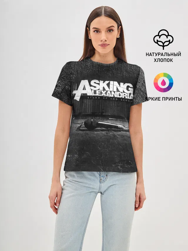 Женская базовая футболка с принтом «Asking Alexandria»