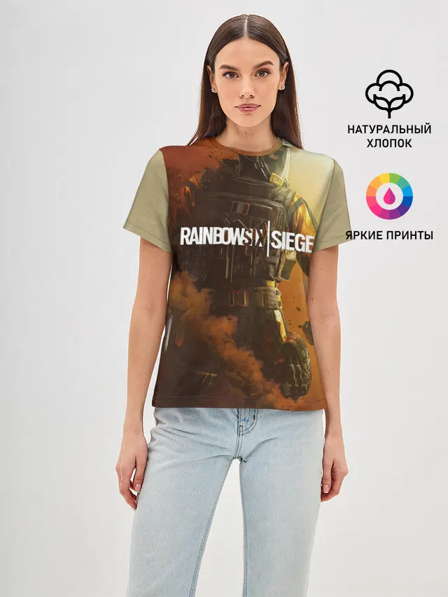 Женская базовая футболка с принтом «Rainbow SIX Siege Outbreak»