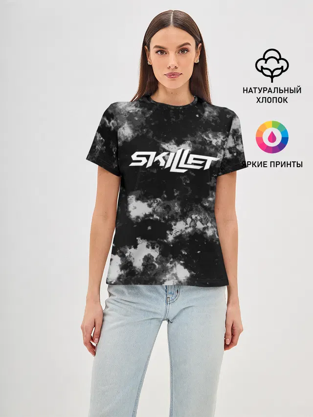 Женская базовая футболка с принтом «Skillet»