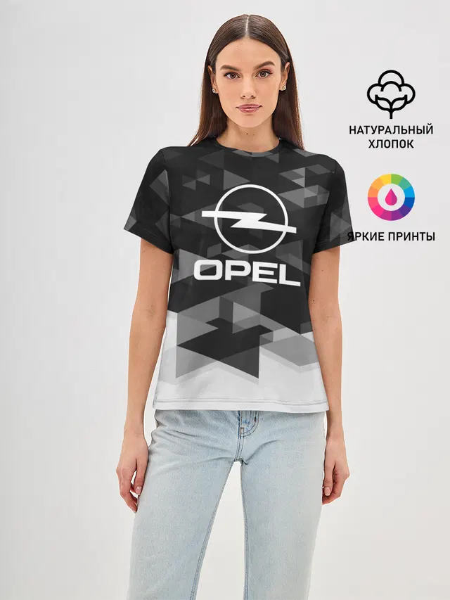 Женская базовая футболка с принтом «Opel sport geometry»