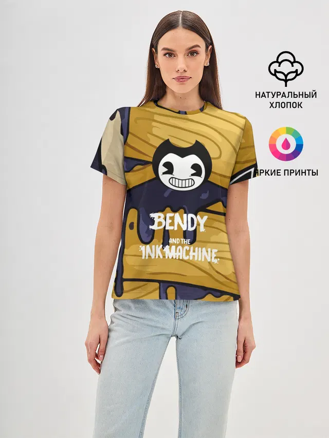 Женская базовая футболка с принтом «Bendy and the ink machine»