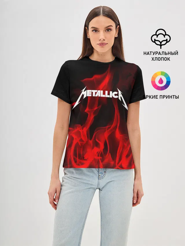 Женская базовая футболка с принтом «Metallica»