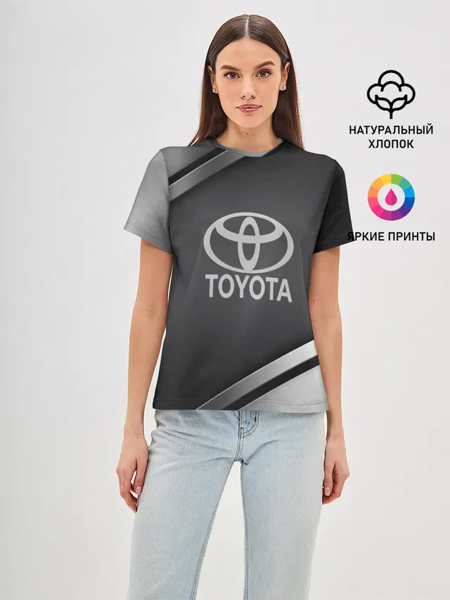 Женская базовая футболка с принтом «Тойота — TOYOTA SPORT»