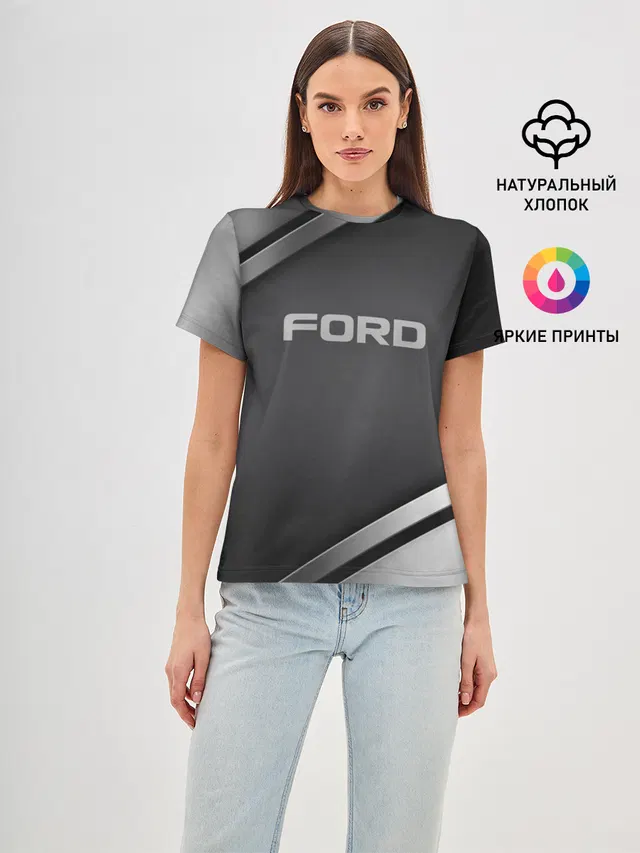 Женская базовая футболка с принтом «Ford»
