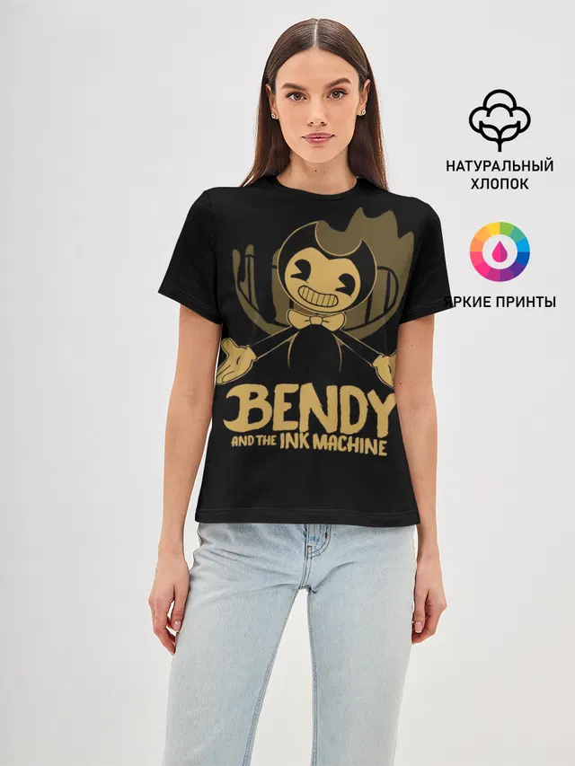 Женская базовая футболка с принтом «Ink Bendy»