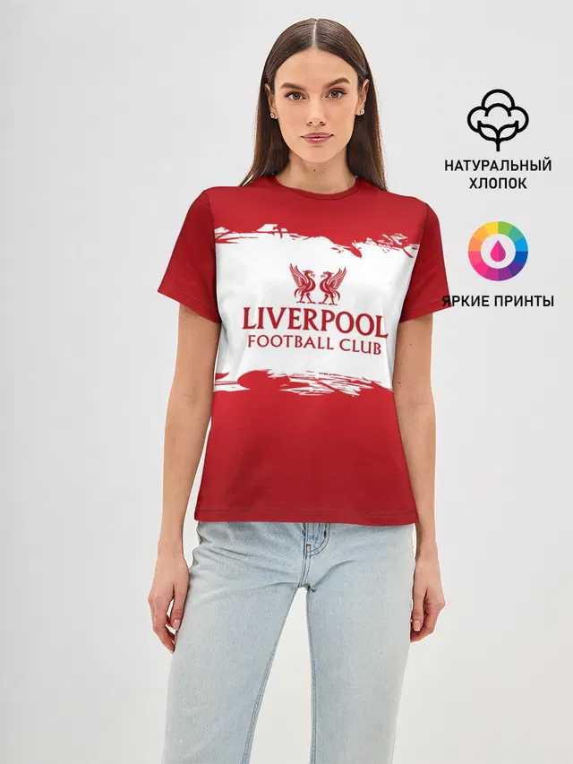 Женская базовая футболка с принтом «LFC — Liverpool FC»