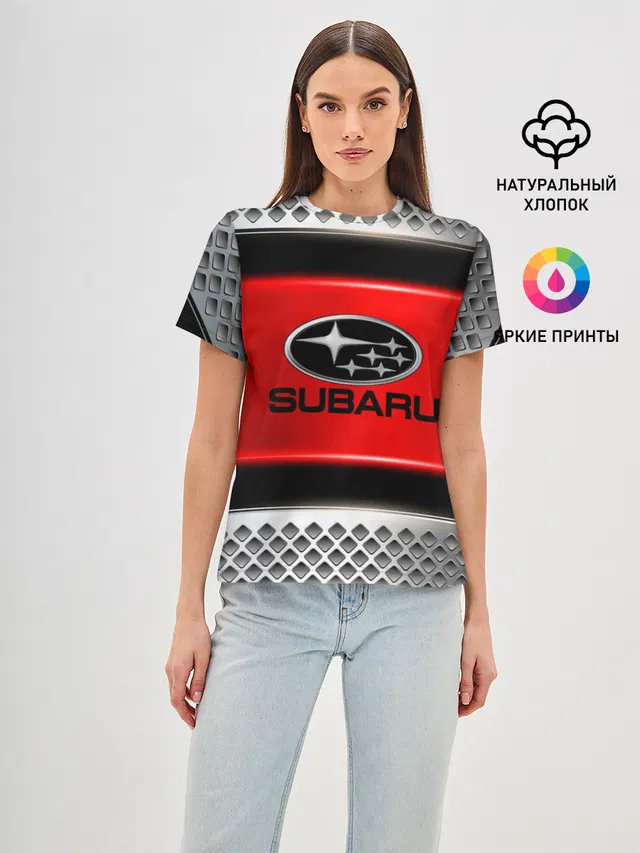 Женская базовая футболка с принтом «Subaru logo»
