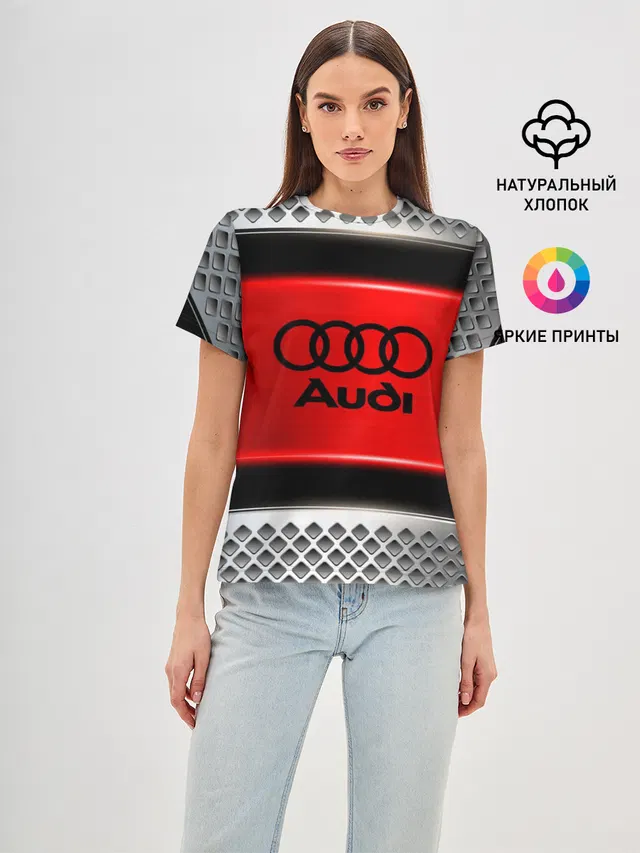 Женская базовая футболка с принтом «Audi»