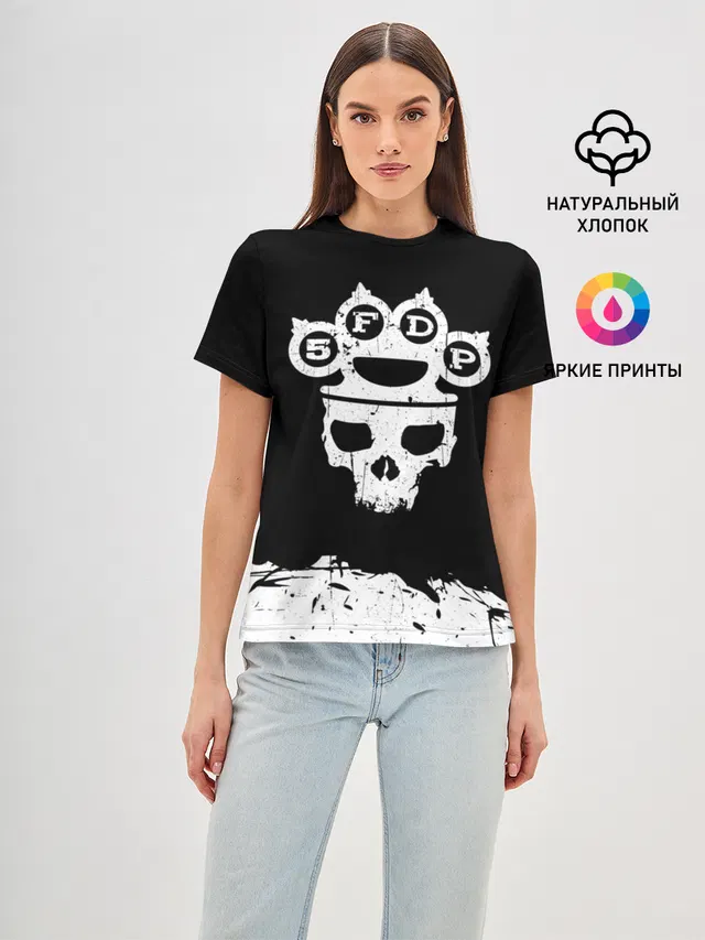 Женская базовая футболка с принтом «Five Finger Death Punch»