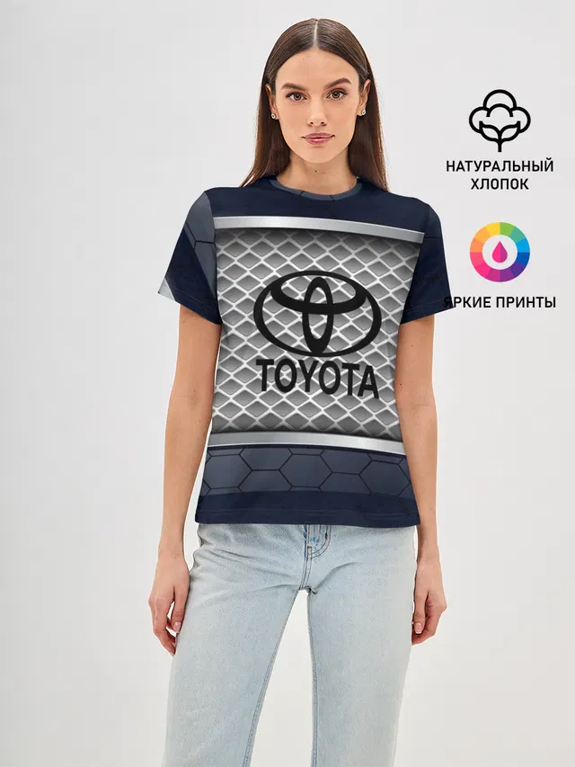 Женская базовая футболка с принтом «Тойота — TOYOTA SPORT»