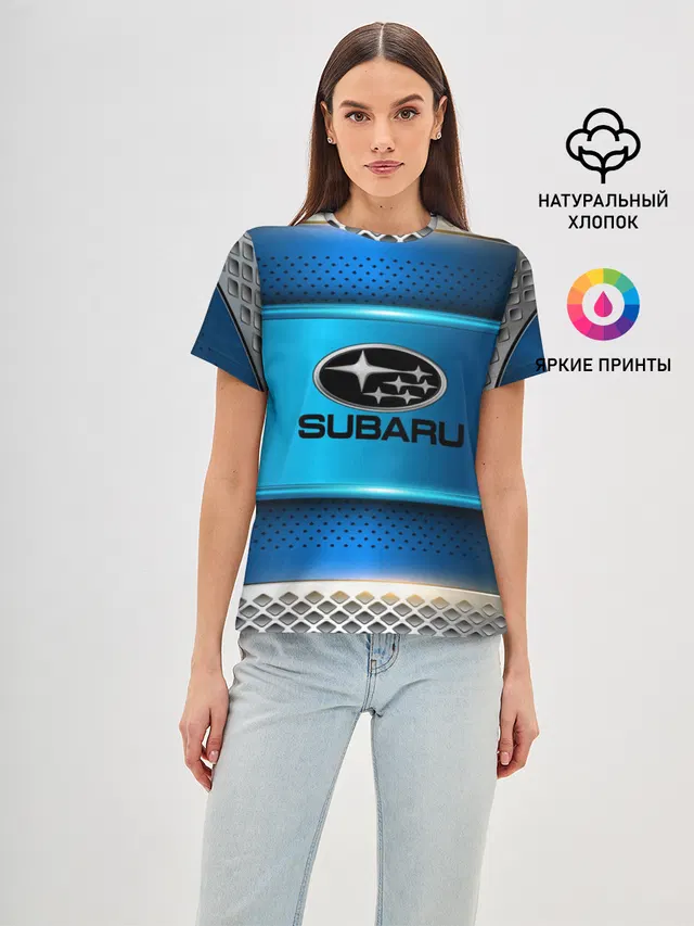 Женская базовая футболка с принтом «SUBARU sport collection»