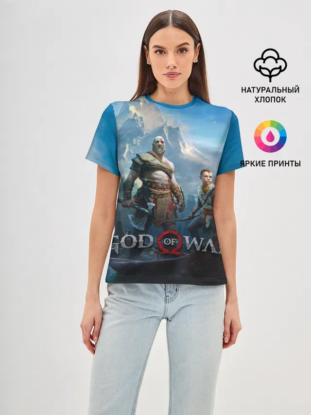 Женская базовая футболка с принтом «God of war»