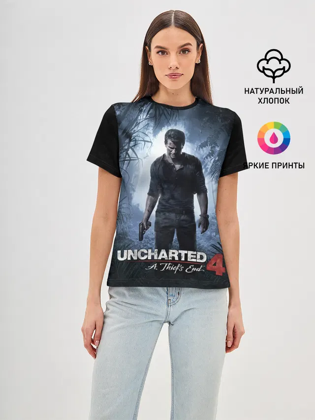 Женская базовая футболка с принтом «Uncharted — Путь вора»