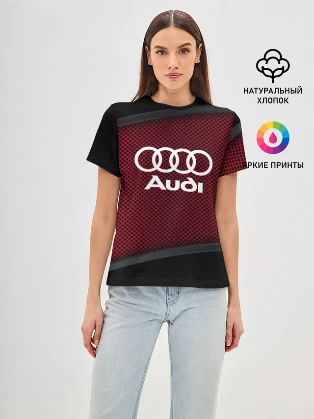 Женская базовая футболка с принтом «Audi — AUDI SPORT»