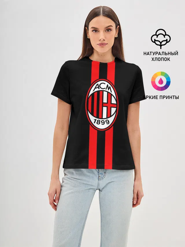 Женская базовая футболка с принтом «AC Milan FC»
