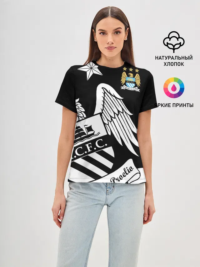 Женская базовая футболка с принтом «Manchester City Exclusive»