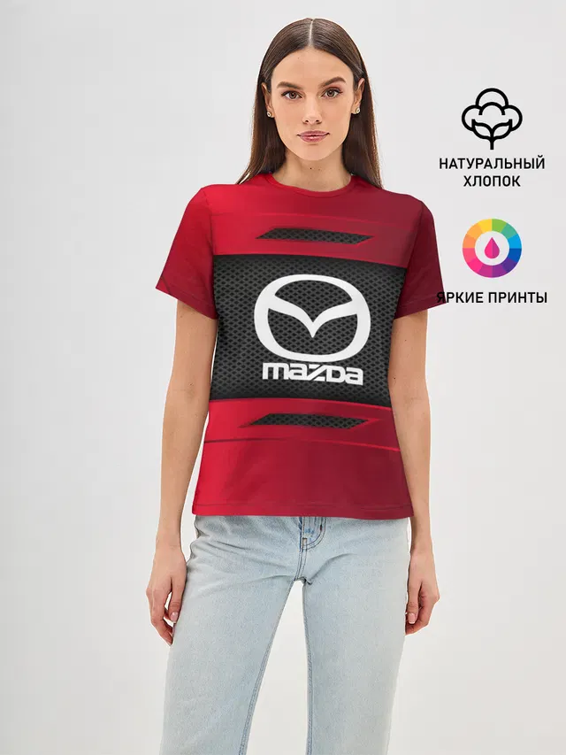 Женская базовая футболка с принтом «Mazda — MAZDA SPORT»