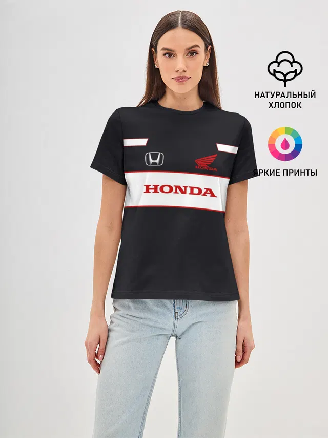 Женская базовая футболка с принтом «Honda»