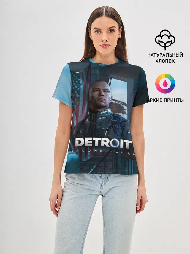 Женская базовая футболка с принтом «Detroit: Become Human - Markus»