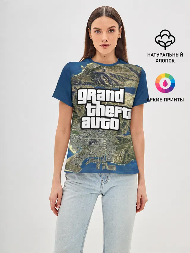 Женская базовая футболка с принтом «GTA»