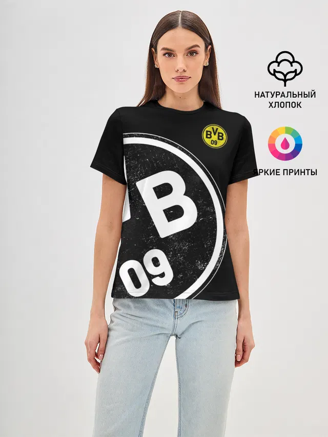Женская базовая футболка с принтом «Borussia — Borussia Dortmund Exclusive»