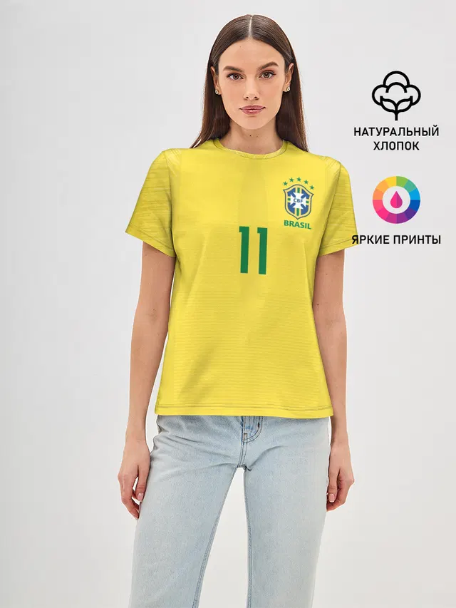 Женская базовая футболка с принтом «Coutinho home WC 2018»