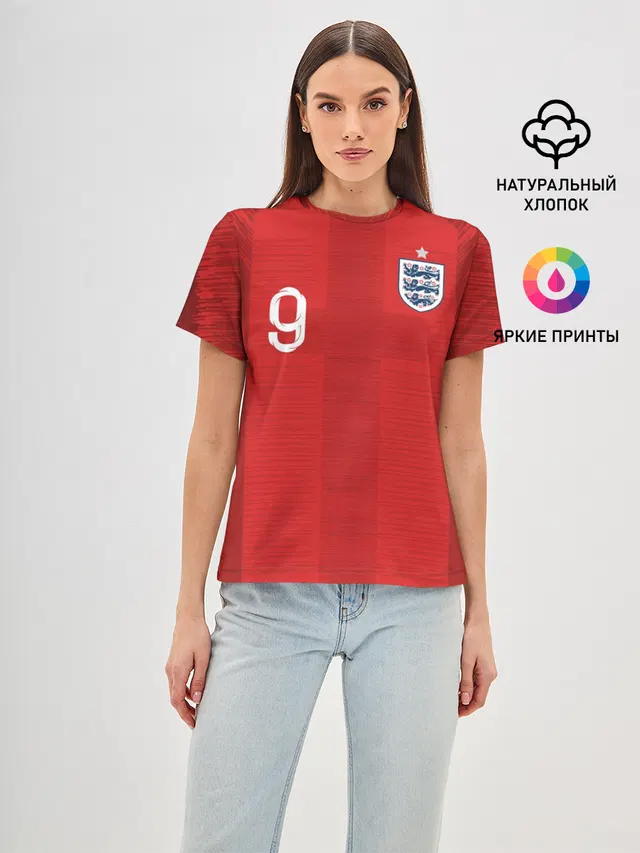 Женская базовая футболка с принтом «Kane away WC 2018»