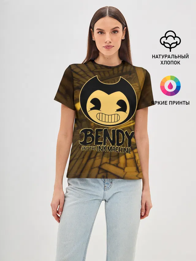 Женская базовая футболка с принтом «Bendy the Dancing Demon»