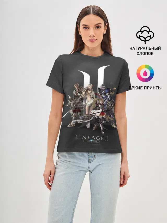 Женская базовая футболка с принтом «LineAge II — LineAge 2 Revolution»