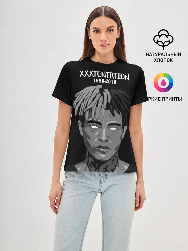 Женская базовая футболка с принтом «Xxxtentation RIP»