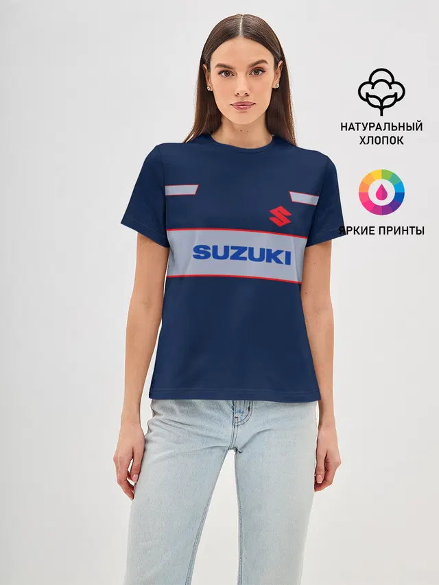 Женская базовая футболка с принтом «Suzuki»