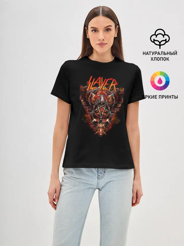 Женская базовая футболка с принтом «Slayer»