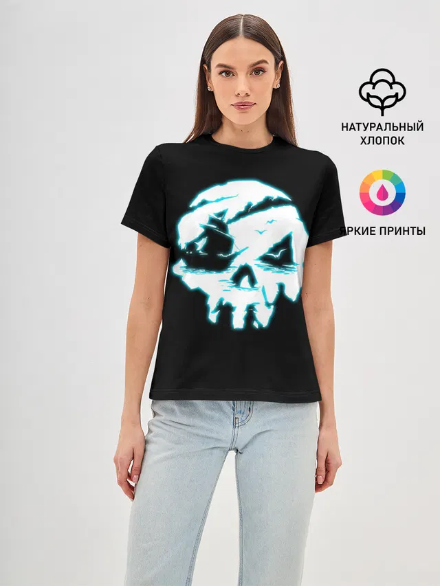 Женская базовая футболка с принтом «Skull»