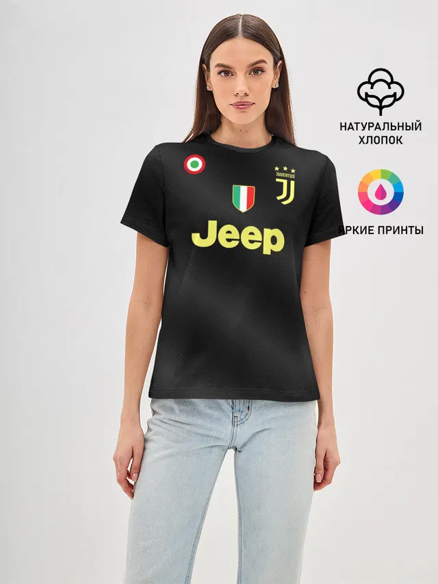 Женская базовая футболка с принтом «Ювентус — Ronaldo alternative 18-19»