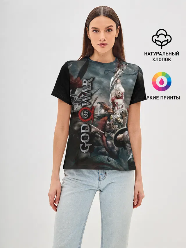Женская базовая футболка с принтом «God of war»