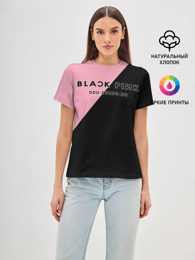 Женская базовая футболка с принтом «DDU-DU DDU-DU BlackPink»