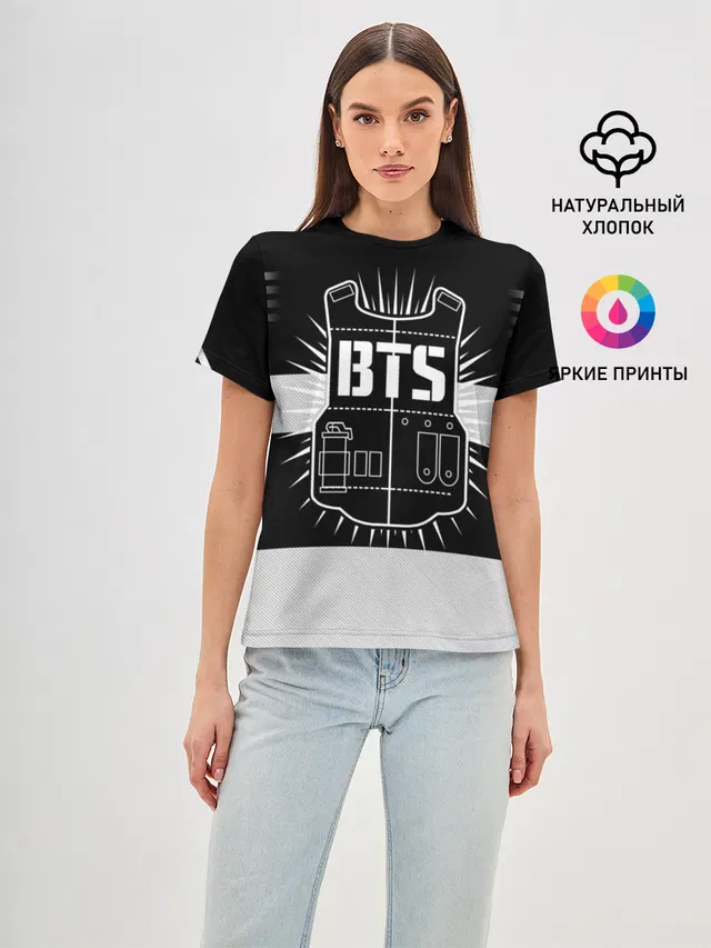 Женская базовая футболка с принтом «BTS — BTS ARMY 97 JUNG KOOK»