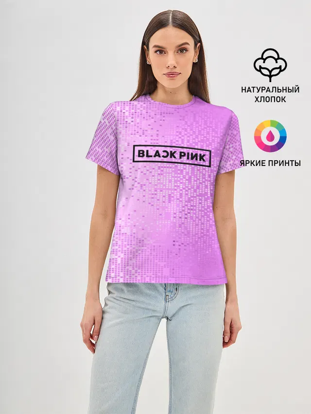 Женская базовая футболка с принтом «BlackPink»