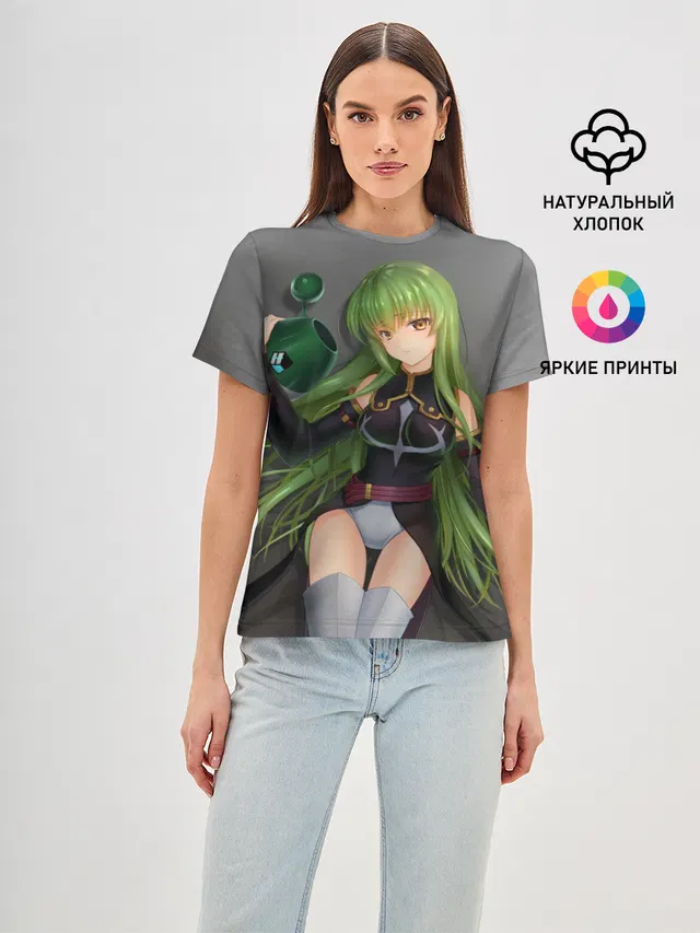 Женская базовая футболка с принтом «Code Geass — Code Geass art gray»