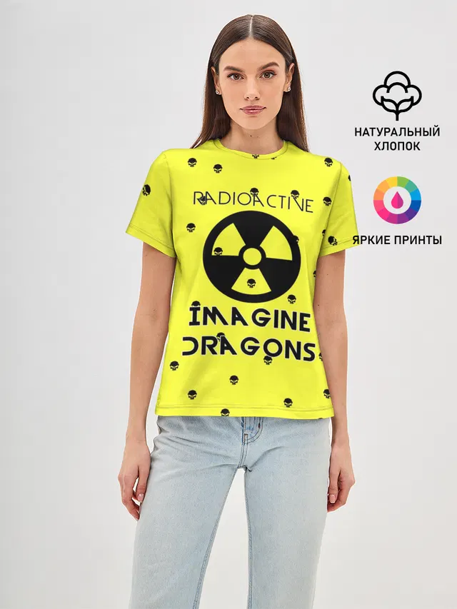 Женская базовая футболка с принтом «Imagine Dragons radioactive»