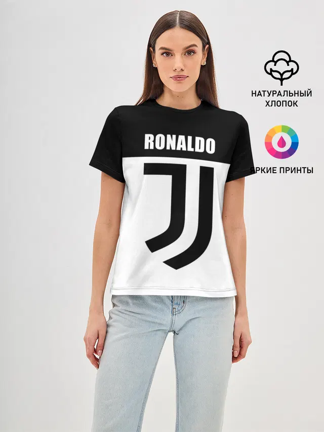 Женская базовая футболка с принтом «Ювентус — Ronaldo Juventus»