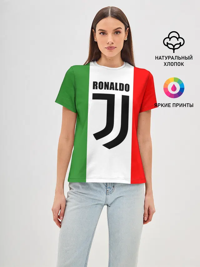 Женская базовая футболка с принтом «Ювентус — Ronaldo Juventus Italy»