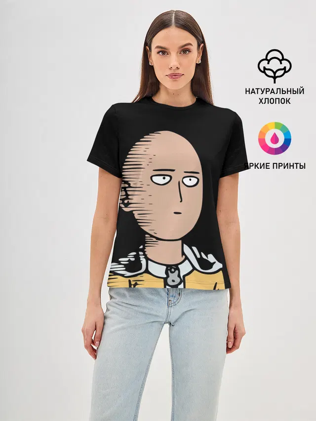 Женская базовая футболка с принтом «Ванпанчмен — One-Punch Man Ванпачмен»