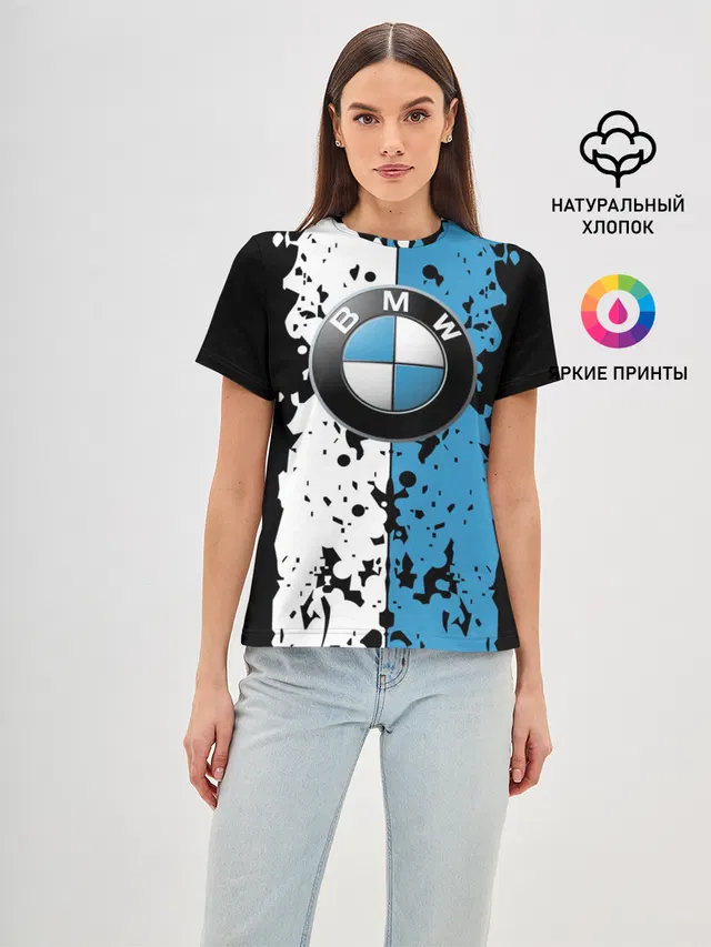 Женская базовая футболка с принтом «BMW — BMW sign»