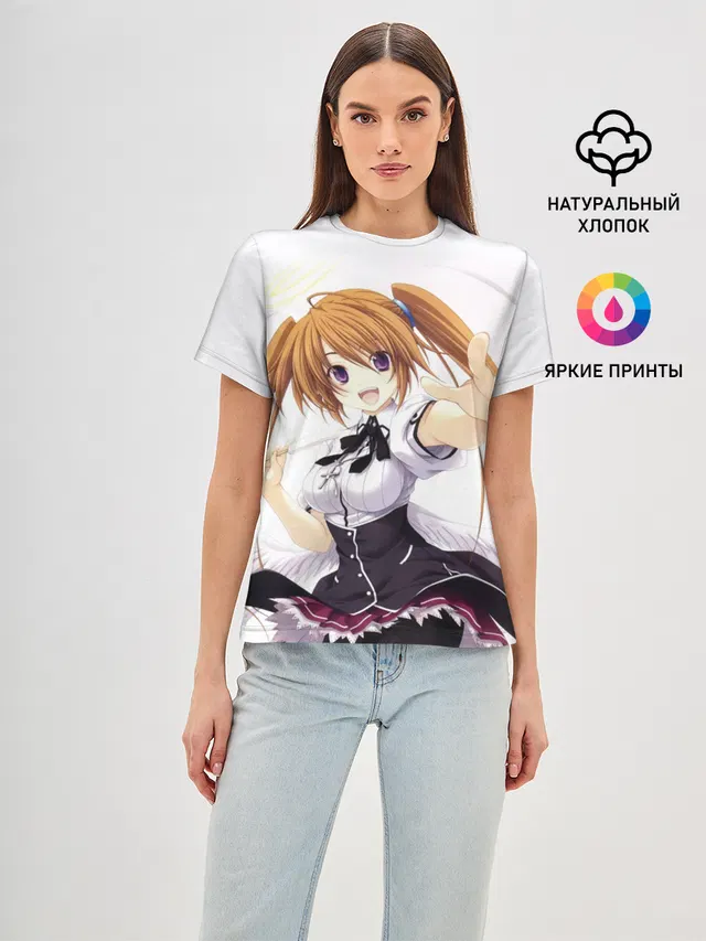 Женская базовая футболка с принтом «Демоны старшей школы — Ирина Шидо — High School DxD»