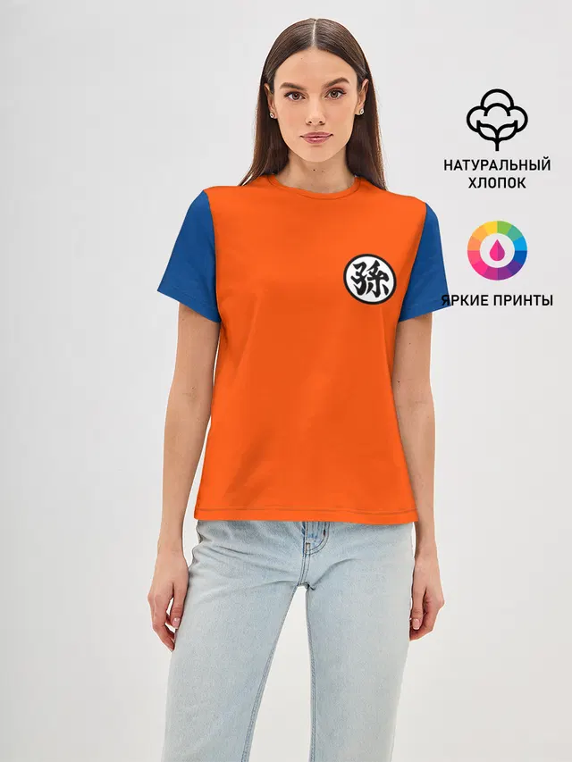 Женская базовая футболка с принтом «Goku Kanji»