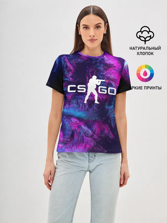 Женская базовая футболка с принтом «Counter-Strike — CS GO HYPER BEAST LANDSCAPE»